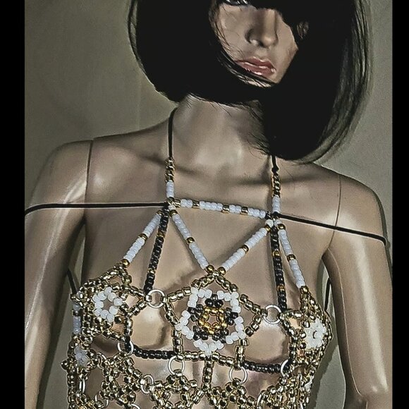 PLURISTOCAT Tops - Gold, Black, Glow in the Dark KANDI TOP ECD, ULTRA, MUSIC FESTIVAL